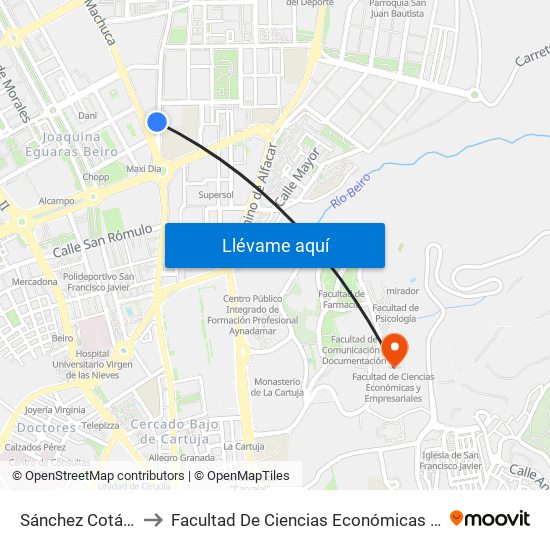 Sánchez Cotán - Fte 4 to Facultad De Ciencias Económicas Y Empresariales map