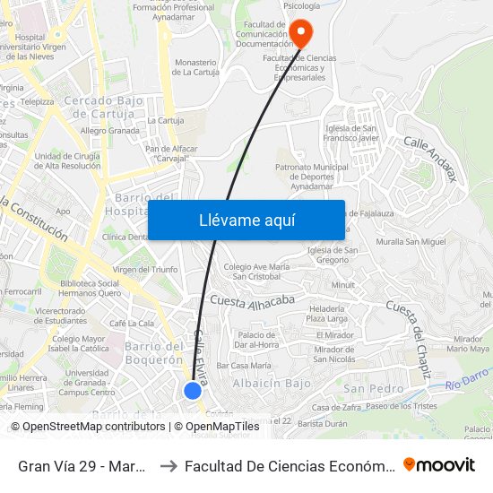 Gran Vía 29 - Marqués De Falces to Facultad De Ciencias Económicas Y Empresariales map