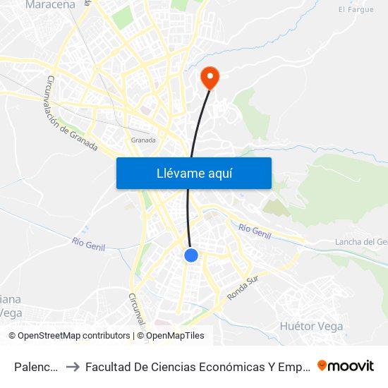 Palencia 5 to Facultad De Ciencias Económicas Y Empresariales map