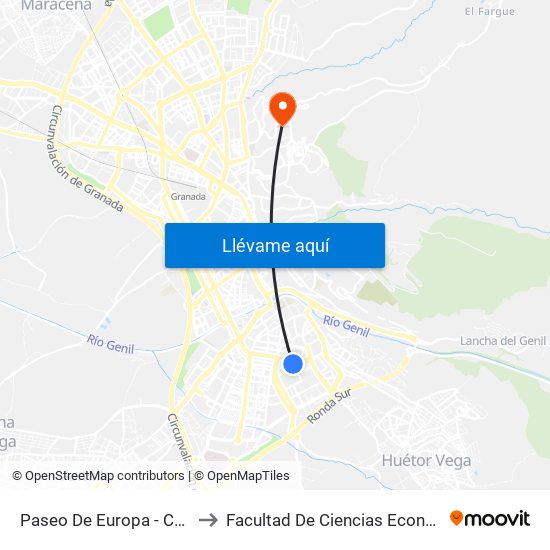 Paseo De Europa - Colegio García Lorca to Facultad De Ciencias Económicas Y Empresariales map