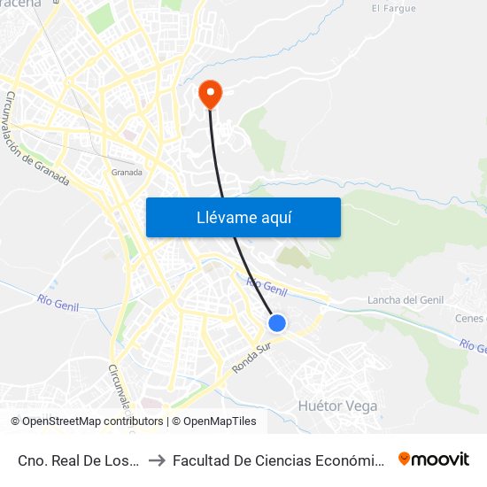 Cno. Real De Los Neveros 99 to Facultad De Ciencias Económicas Y Empresariales map