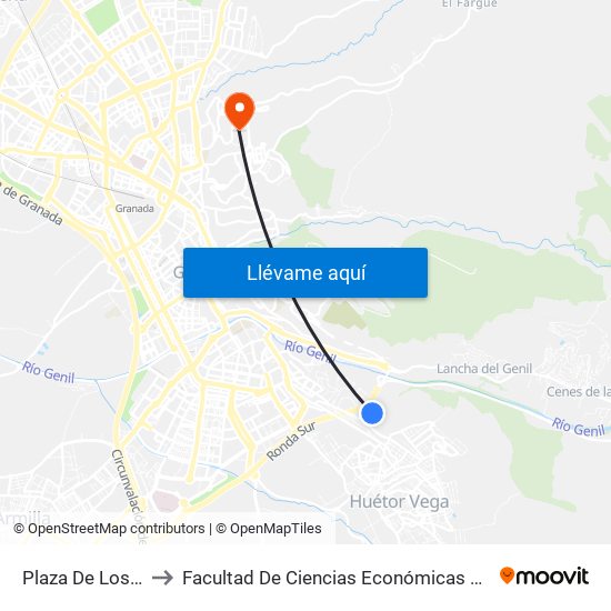 Plaza De Los Andes to Facultad De Ciencias Económicas Y Empresariales map