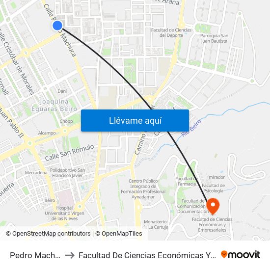 Pedro Machuca 32 to Facultad De Ciencias Económicas Y Empresariales map