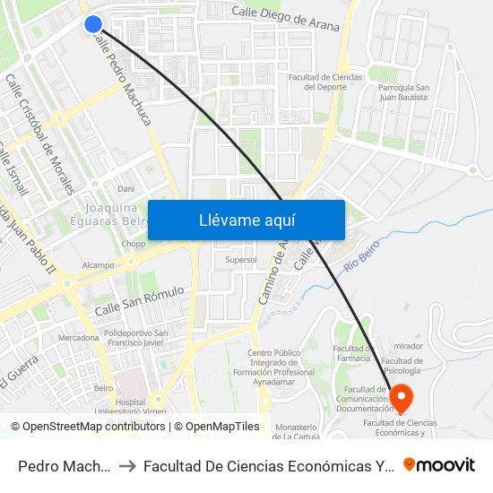 Pedro Machuca 78 to Facultad De Ciencias Económicas Y Empresariales map