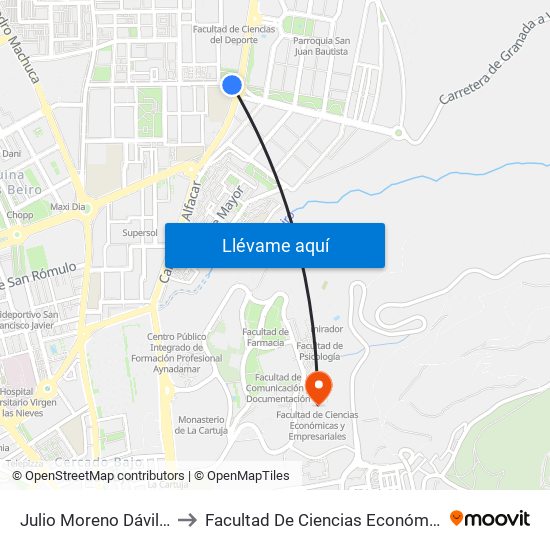 Julio Moreno Dávila - Ies Cartuja to Facultad De Ciencias Económicas Y Empresariales map