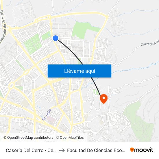 Casería Del Cerro - Centro De Salud Cartuja to Facultad De Ciencias Económicas Y Empresariales map