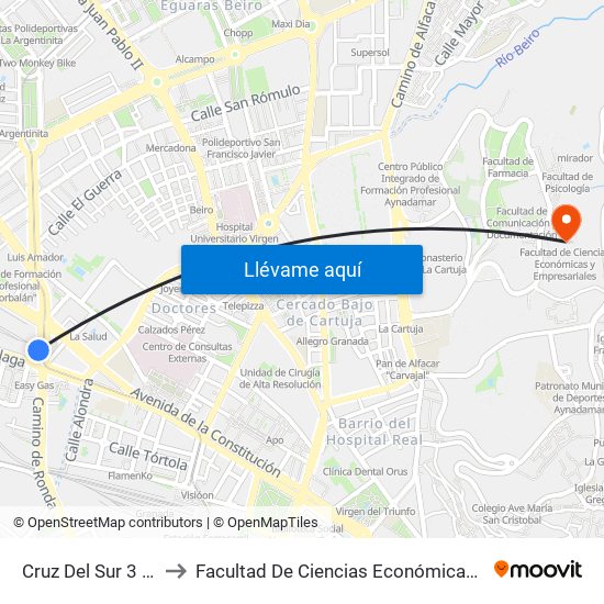 Cruz Del Sur 3 - Villarejo to Facultad De Ciencias Económicas Y Empresariales map