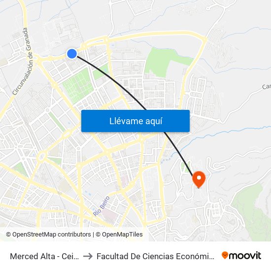Merced Alta - Ceip Arrayanes to Facultad De Ciencias Económicas Y Empresariales map