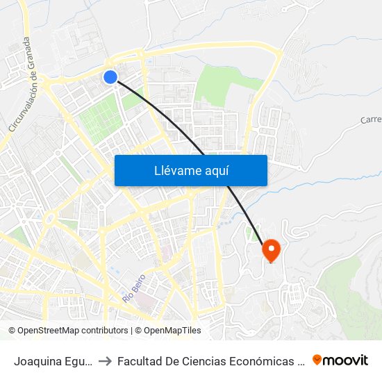Joaquina Eguaras 29 to Facultad De Ciencias Económicas Y Empresariales map