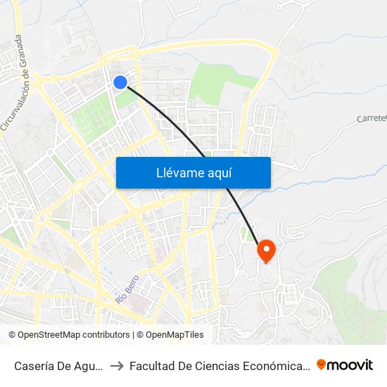 Casería De Aguirre Fte 63 to Facultad De Ciencias Económicas Y Empresariales map