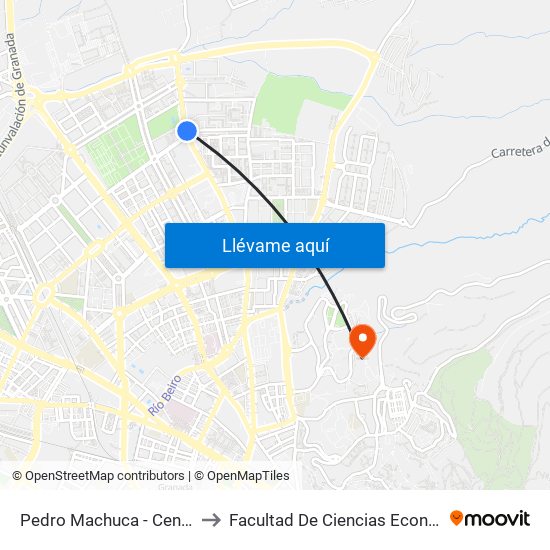 Pedro Machuca - Centro De Salud Cartuja to Facultad De Ciencias Económicas Y Empresariales map