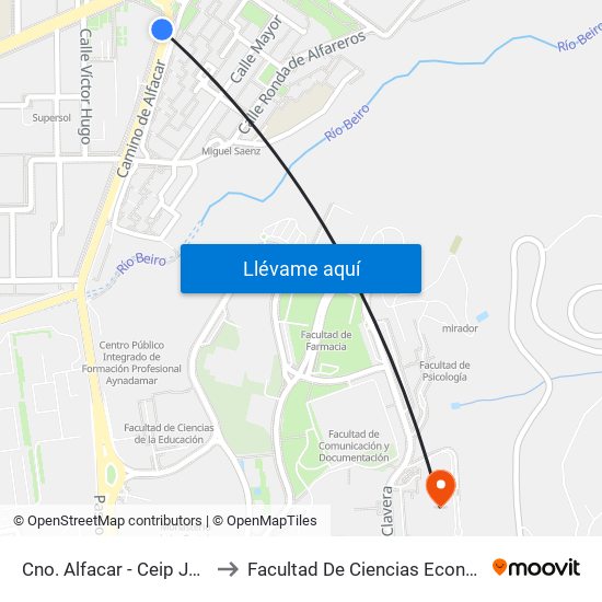 Cno. Alfacar - Ceip Juan Ramón Jiménez to Facultad De Ciencias Económicas Y Empresariales map