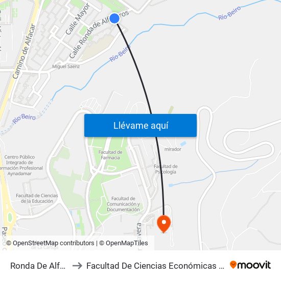 Ronda De Alfareros 7 to Facultad De Ciencias Económicas Y Empresariales map