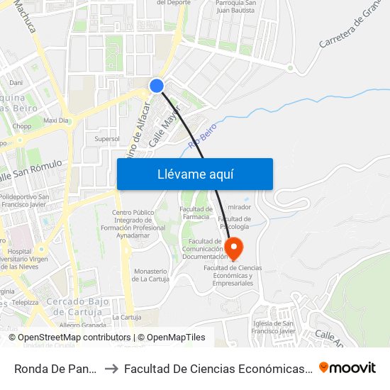 Ronda De Panaderos 4 to Facultad De Ciencias Económicas Y Empresariales map