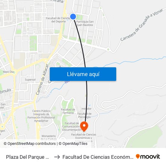 Plaza Del Parque Nueva Granada to Facultad De Ciencias Económicas Y Empresariales map