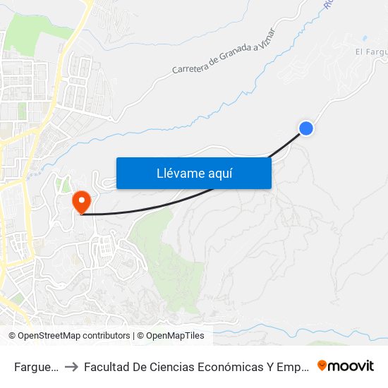 Fargue 49 to Facultad De Ciencias Económicas Y Empresariales map