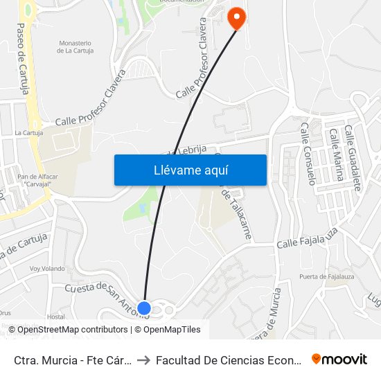 Ctra. Murcia - Fte Cármenes De Rolando to Facultad De Ciencias Económicas Y Empresariales map