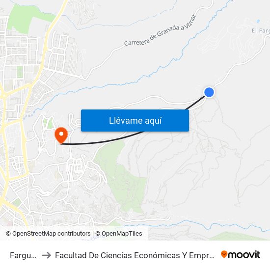 Fargue 2 to Facultad De Ciencias Económicas Y Empresariales map