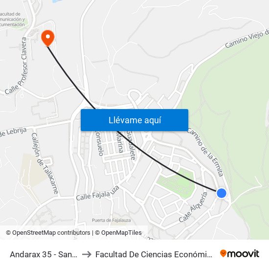 Andarax 35 - San Miguel Alto to Facultad De Ciencias Económicas Y Empresariales map