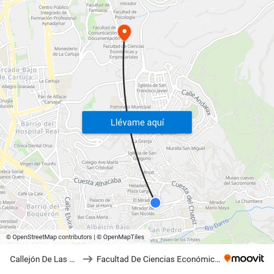 Callejón De Las Tomasas 19 to Facultad De Ciencias Económicas Y Empresariales map