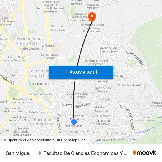 San Miguel Bajo to Facultad De Ciencias Económicas Y Empresariales map