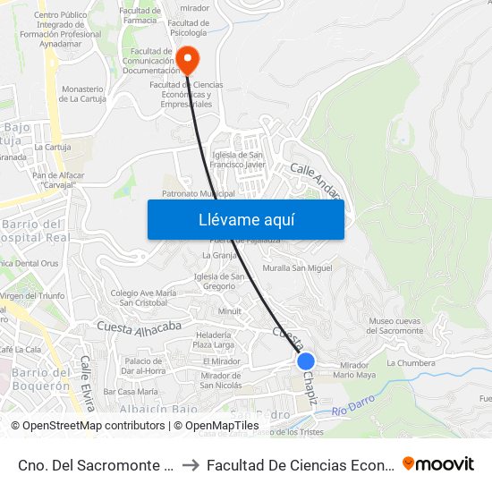 Cno. Del Sacromonte 1- Peso De La Harina to Facultad De Ciencias Económicas Y Empresariales map