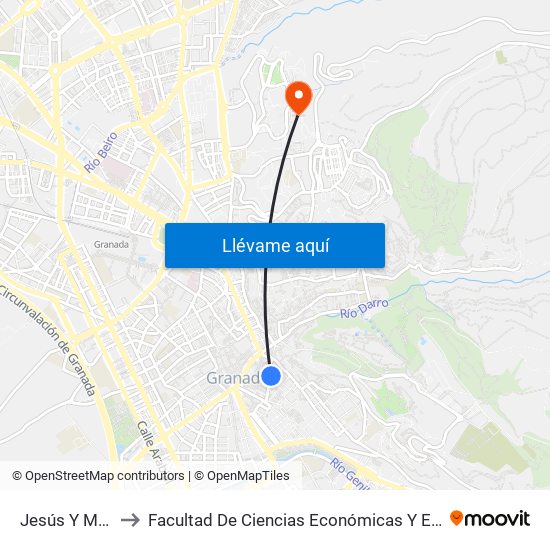 Jesús Y María 1 to Facultad De Ciencias Económicas Y Empresariales map