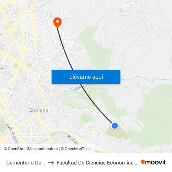 Cementerio De San José to Facultad De Ciencias Económicas Y Empresariales map