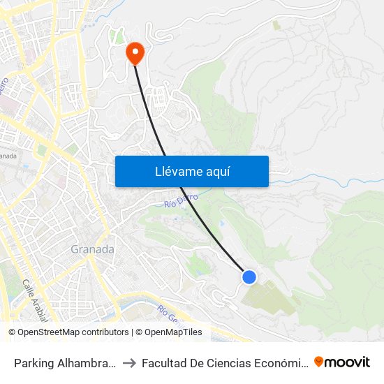 Parking Alhambra - Cementerio to Facultad De Ciencias Económicas Y Empresariales map