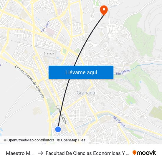 Maestro Montero to Facultad De Ciencias Económicas Y Empresariales map