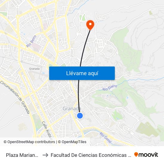 Plaza Mariana Pineda to Facultad De Ciencias Económicas Y Empresariales map