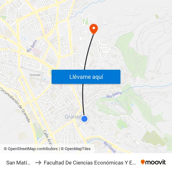 San Matías 16 to Facultad De Ciencias Económicas Y Empresariales map