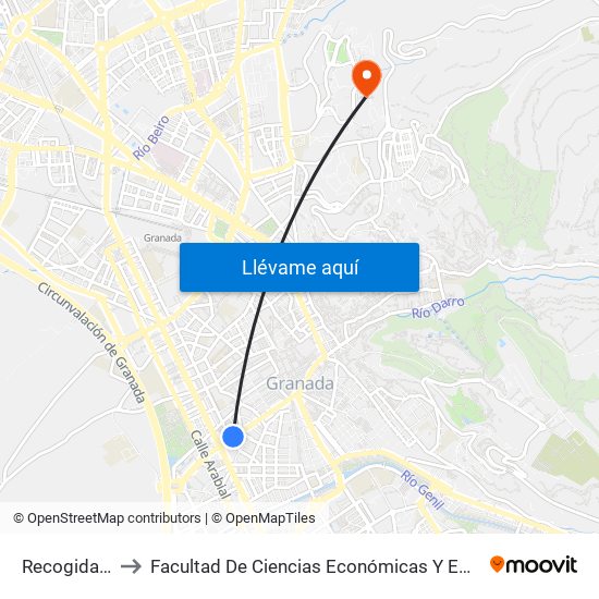 Recogidas 50 to Facultad De Ciencias Económicas Y Empresariales map