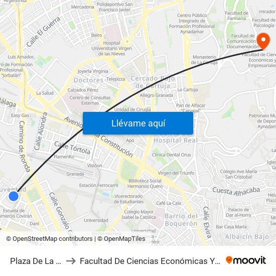 Plaza De La Ilusión to Facultad De Ciencias Económicas Y Empresariales map