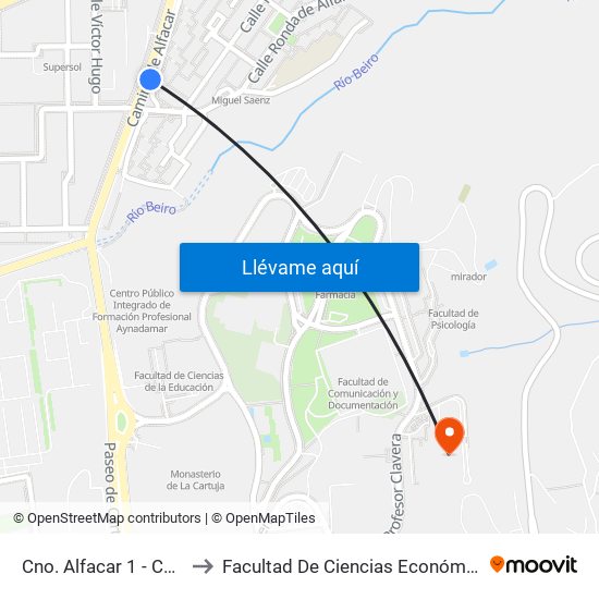 Cno. Alfacar 1 - Casería Montijo to Facultad De Ciencias Económicas Y Empresariales map