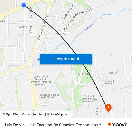 Luis De Vicente 5 to Facultad De Ciencias Económicas Y Empresariales map