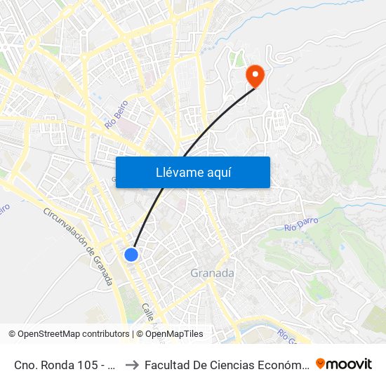 Cno. Ronda 105 - Méndez Núñez to Facultad De Ciencias Económicas Y Empresariales map