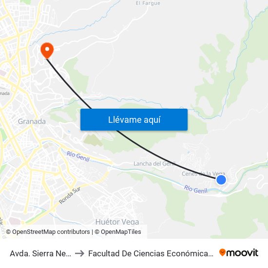Avda. Sierra Nevada 140 to Facultad De Ciencias Económicas Y Empresariales map