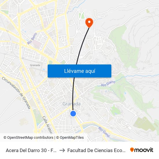 Acera Del Darro 30 - Fuente De Las Batallas to Facultad De Ciencias Económicas Y Empresariales map