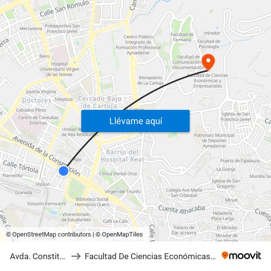 Avda. Constitución 21 to Facultad De Ciencias Económicas Y Empresariales map