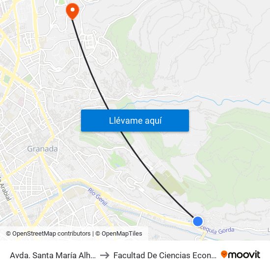 Avda. Santa María Alhambra - Fte Hospital to Facultad De Ciencias Económicas Y Empresariales map