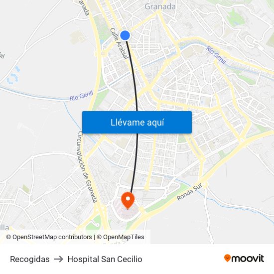 Recogidas to Hospital San Cecilio map