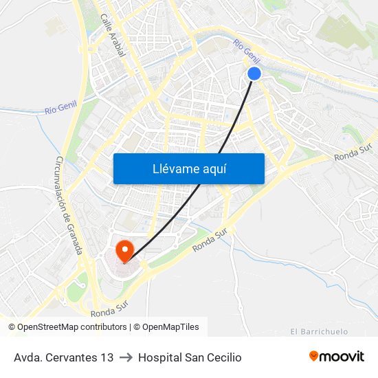 Avda. Cervantes 13 to Hospital San Cecilio map