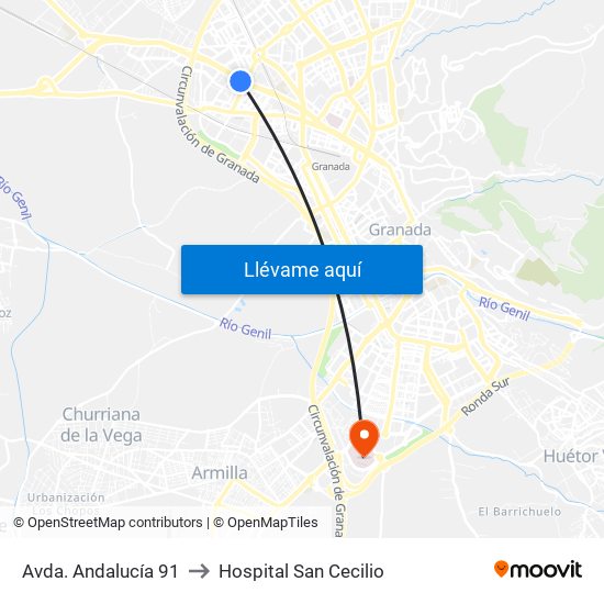 Avda. Andalucía 91 to Hospital San Cecilio map