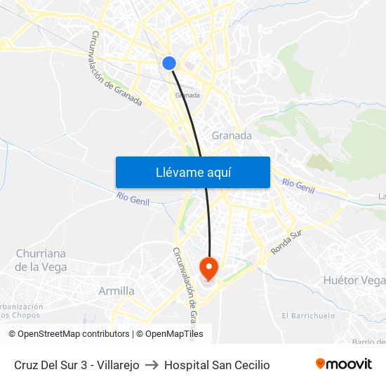 Cruz Del Sur 3 - Villarejo to Hospital San Cecilio map