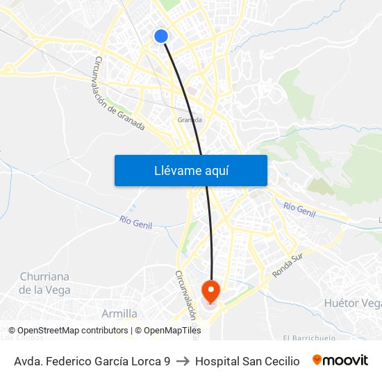 Avda. Federico García Lorca 9 to Hospital San Cecilio map