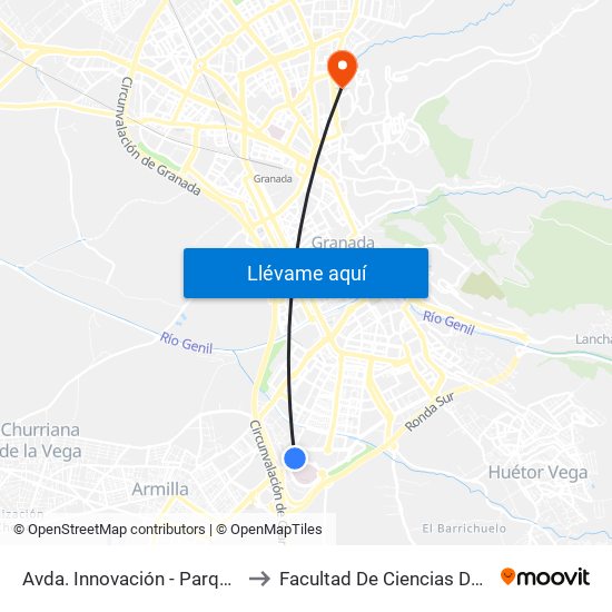 Avda. Innovación - Parque Tecnológico to Facultad De Ciencias De La Educación map