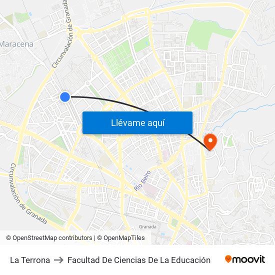 La Terrona to Facultad De Ciencias De La Educación map