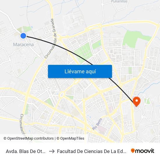 Avda. Blas De Otero 3 to Facultad De Ciencias De La Educación map
