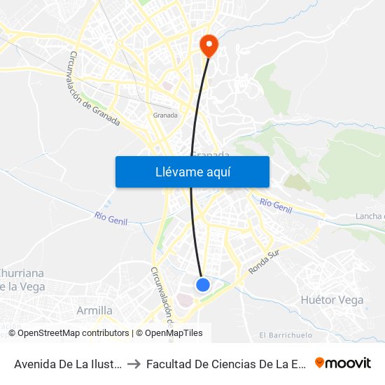 Avenida De La Ilustración to Facultad De Ciencias De La Educación map